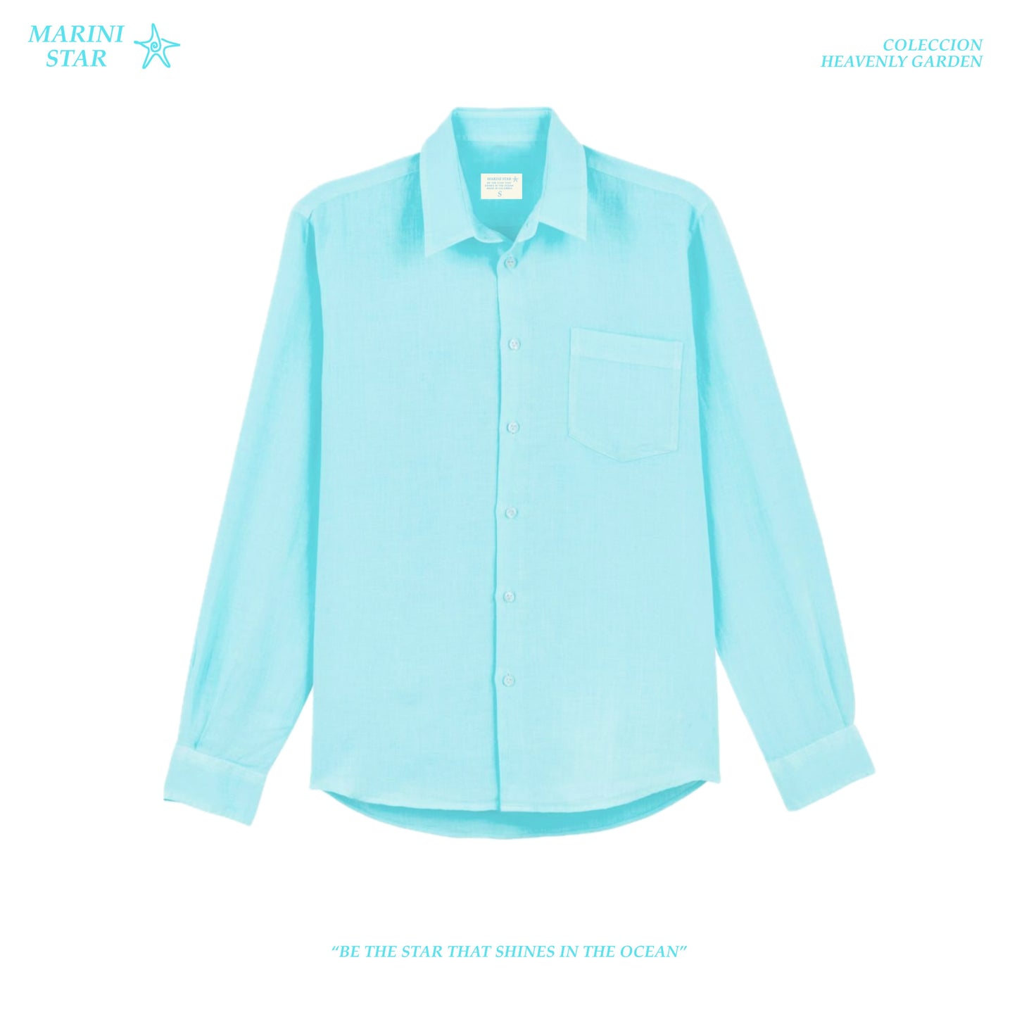 Camisa Lino Azul Aguamarina 100% Lino