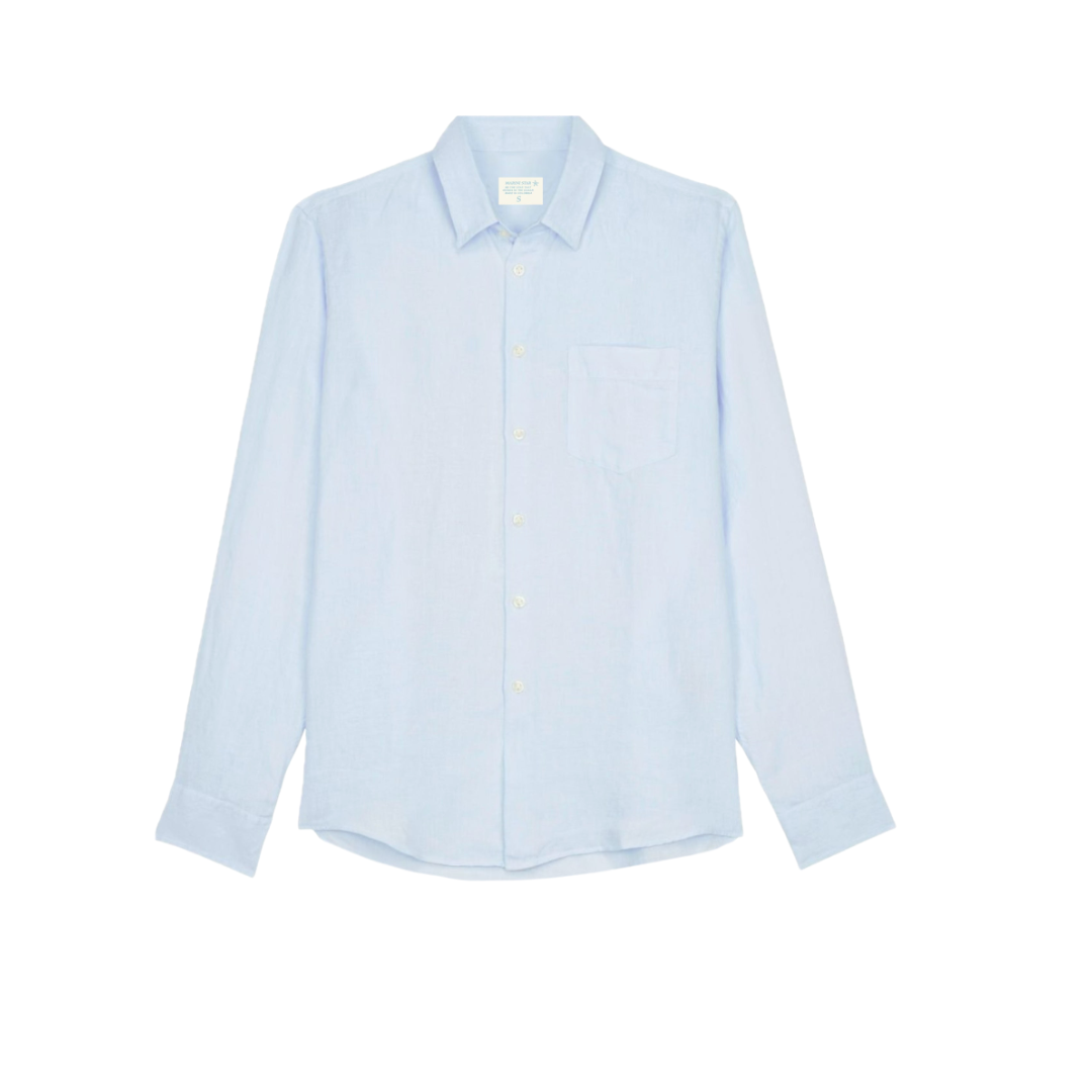 Camisa Lino Azul Clara 100% Lino