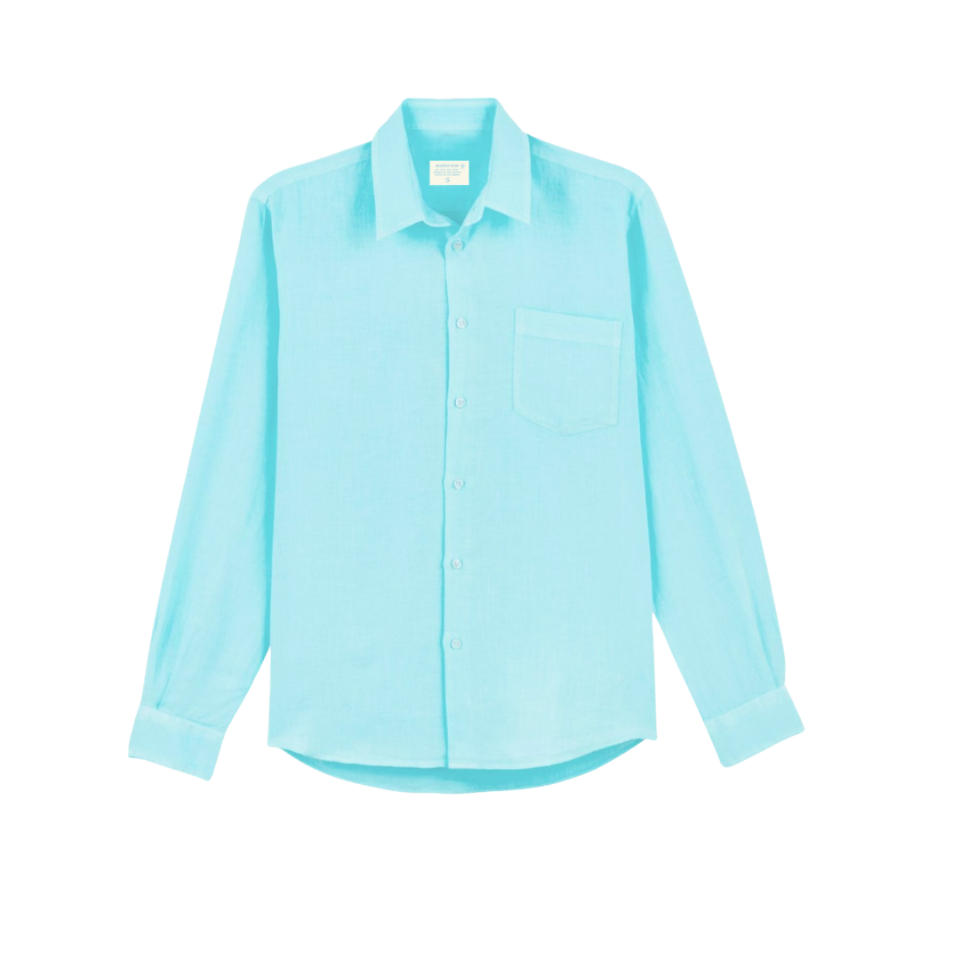 Camisa Lino Azul Aguamarina 100% Lino