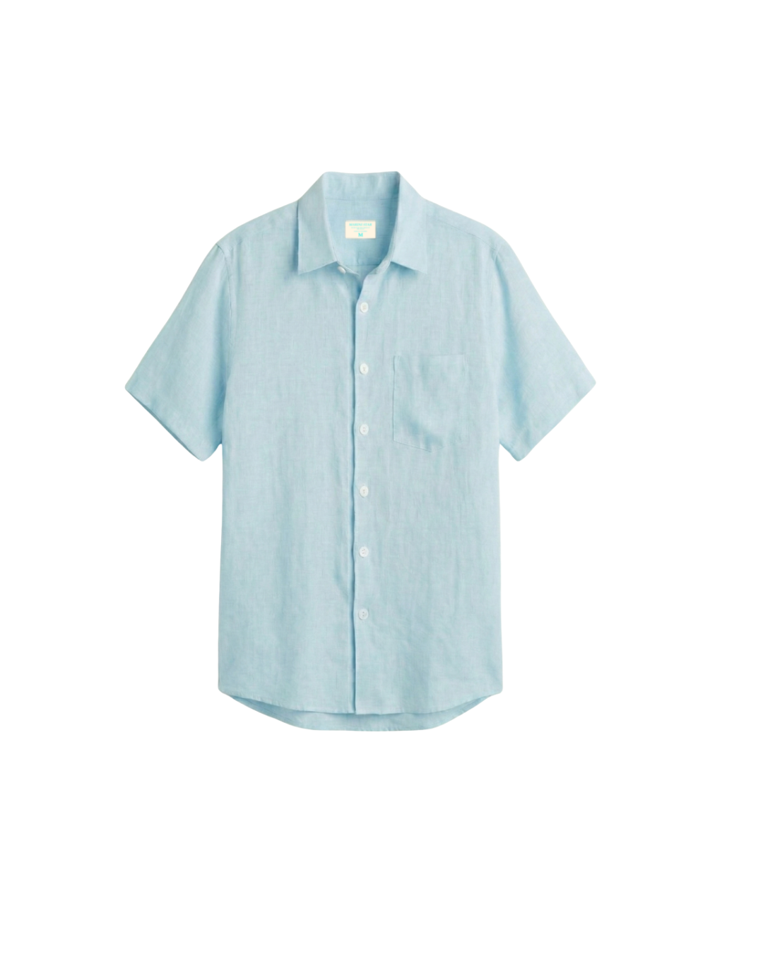 Camisa Lino Premium Manga Corta Azul Claro