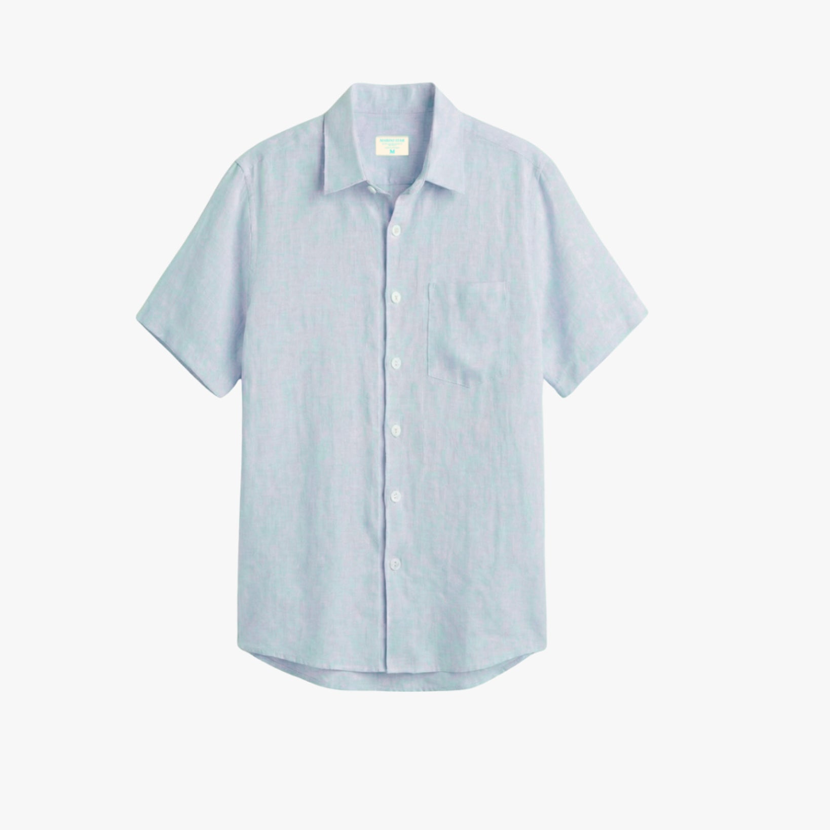 Camisa 100% Lino Premium Manga Corta Azul Claro