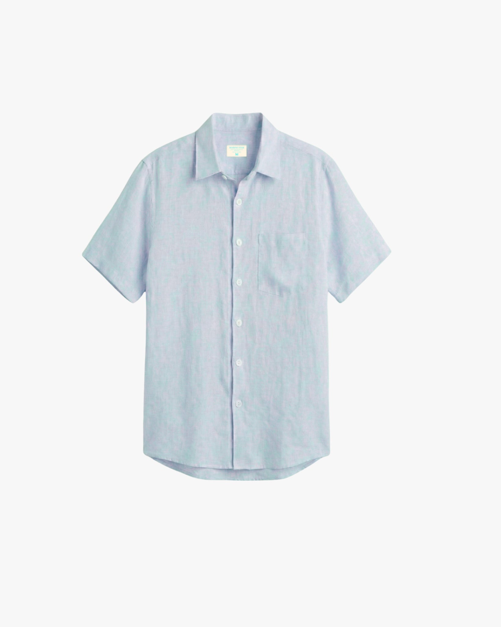 Camisa 100% Lino Premium Manga Corta Azul Claro