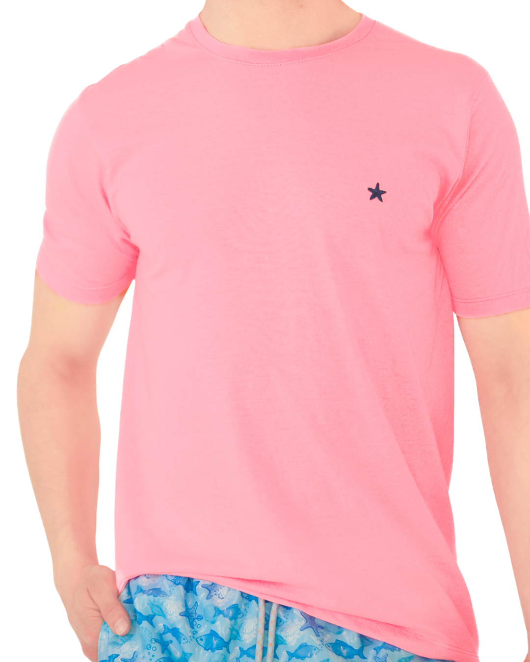 Camiseta Bordada Rosada