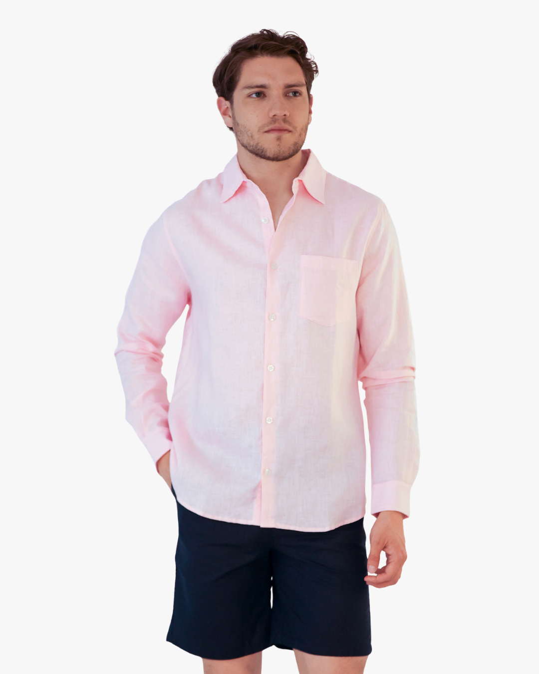 Camisa Lino Rosada 100% Lino