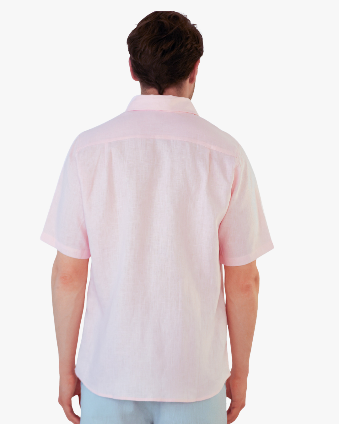Camisa 100% Lino Premium Manga Corta Rosado