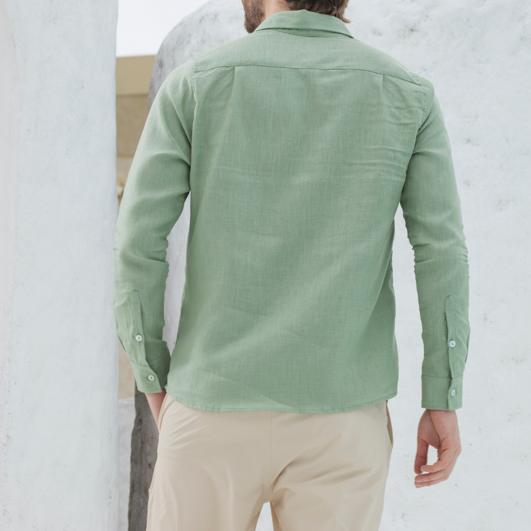 Camisa Lino Verde Pistacho 100% Lino