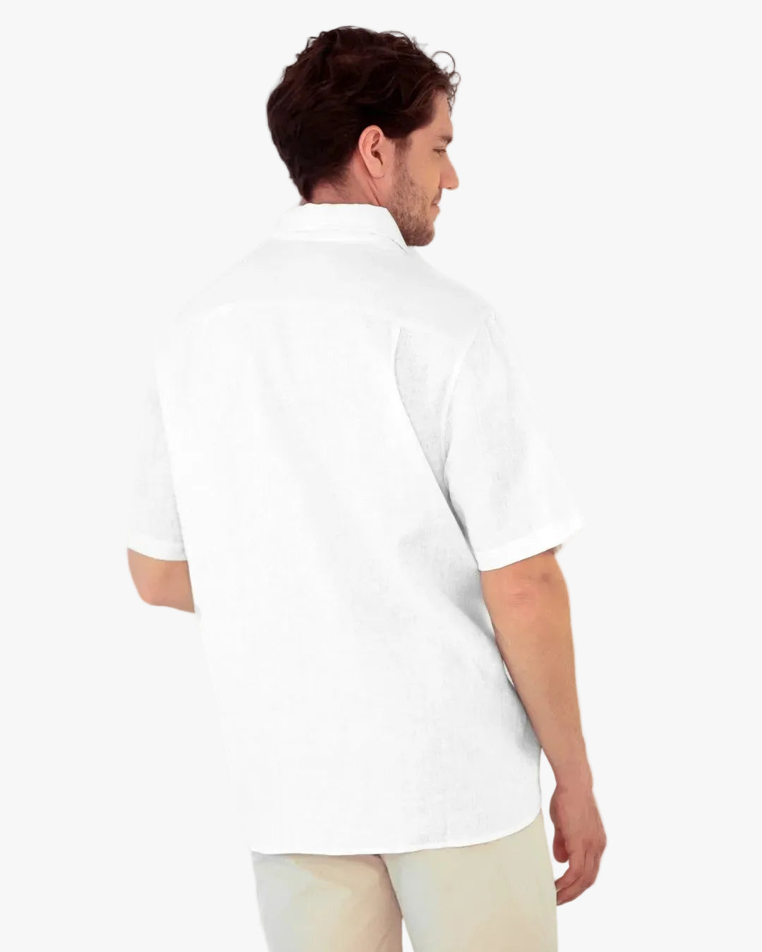 Camisa 100% Lino Premium Manga Corta Blanca
