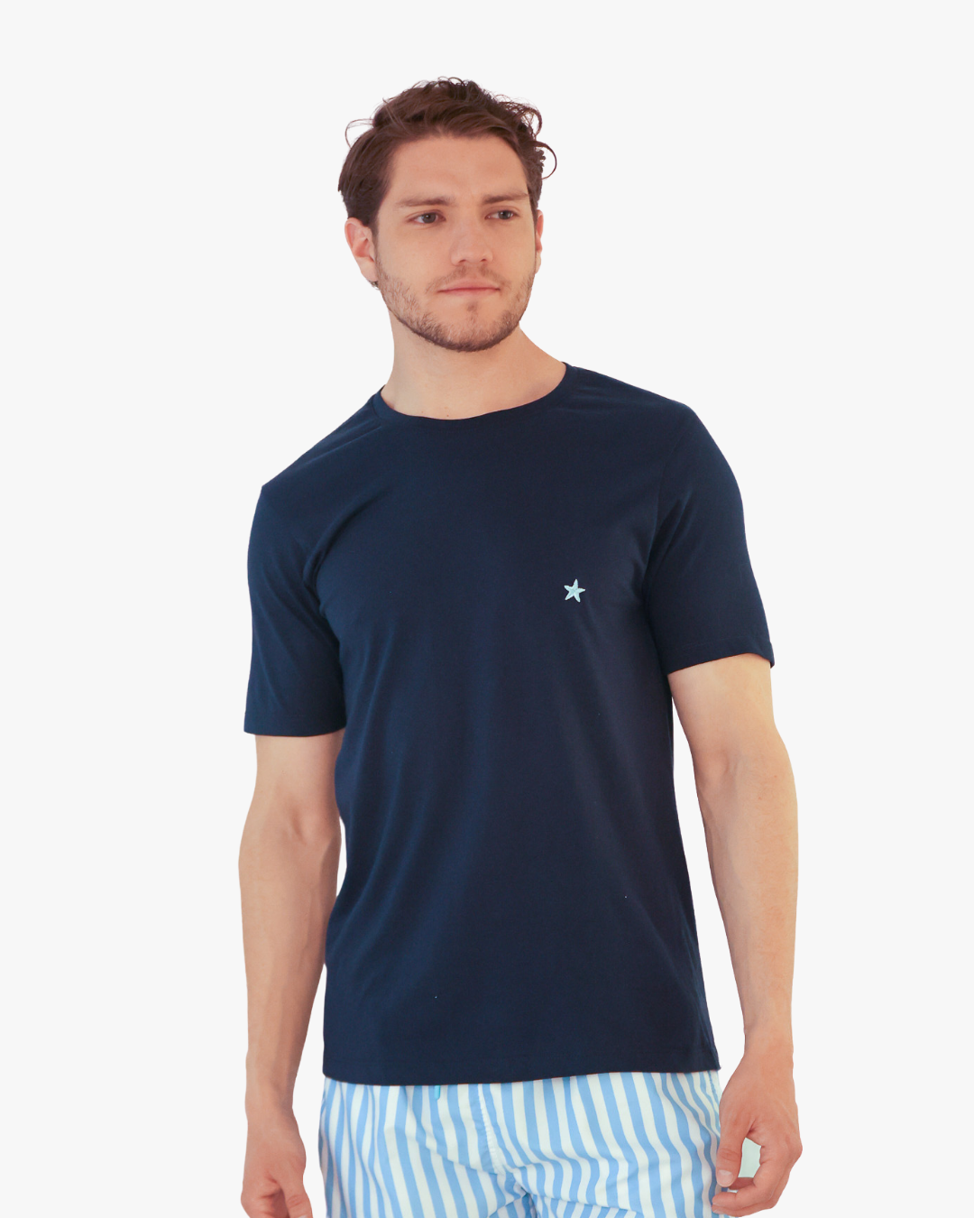 Camiseta Bordada Azul Oscura