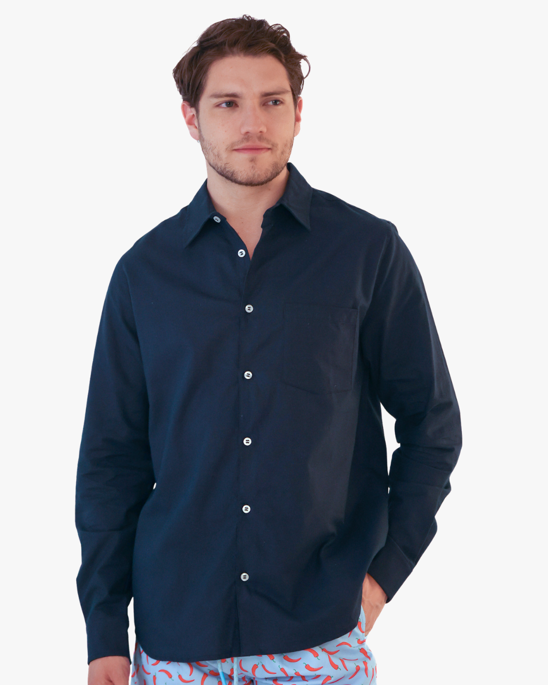 Camisa Lino Azul Oscura 100% Lino