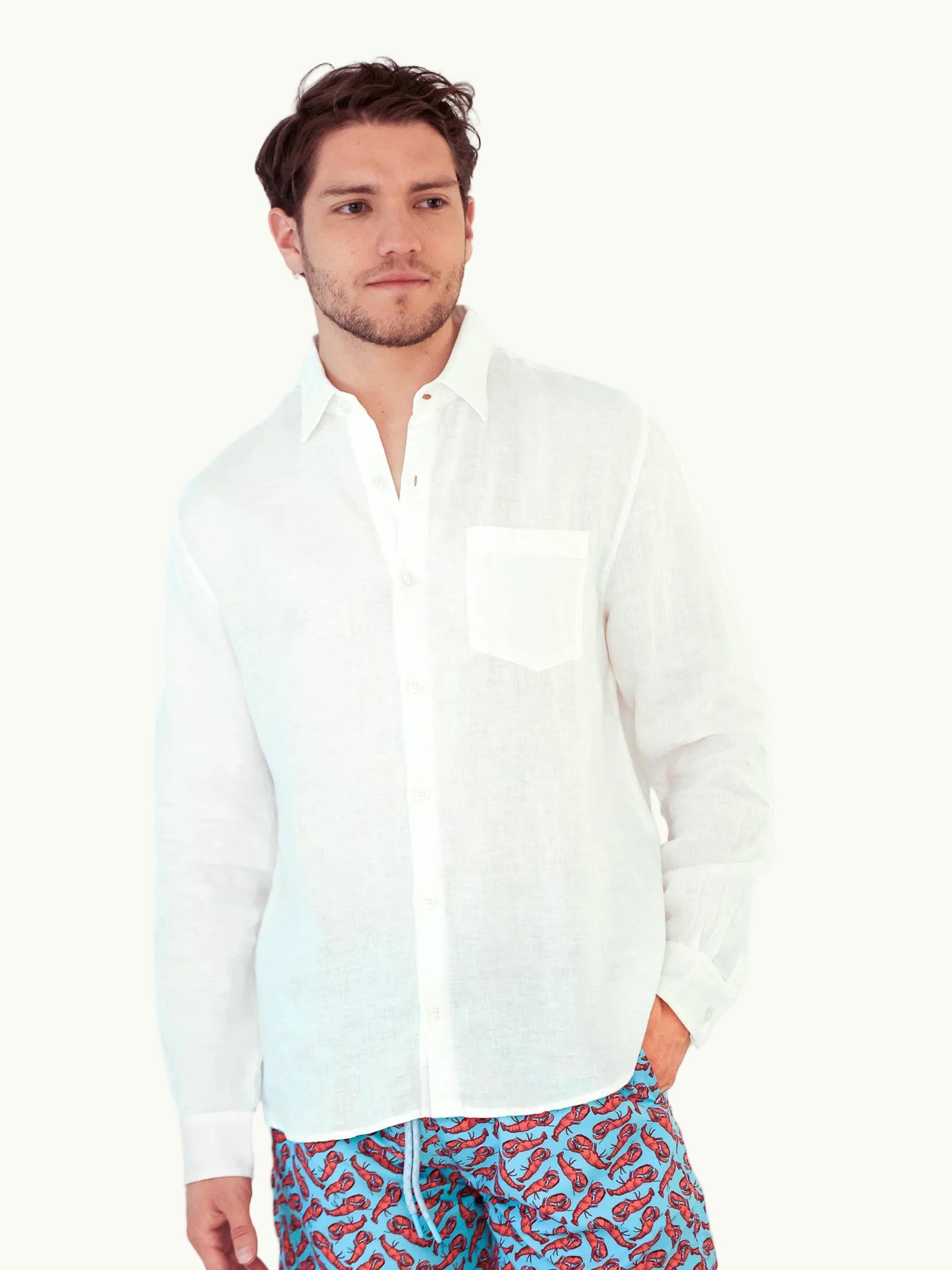 Camisa Lino Blanca 100% Lino