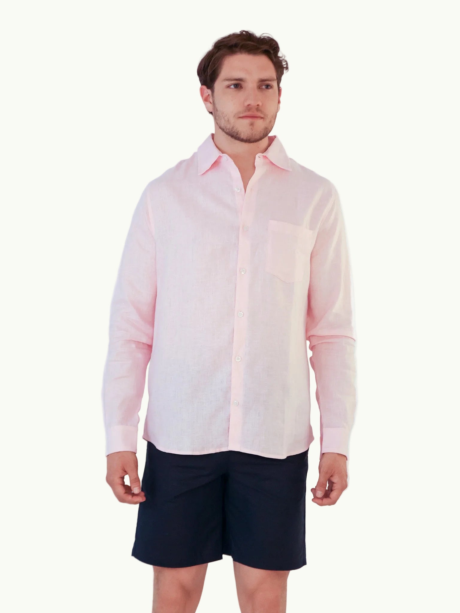 Camisa Lino Rosada 100% Lino