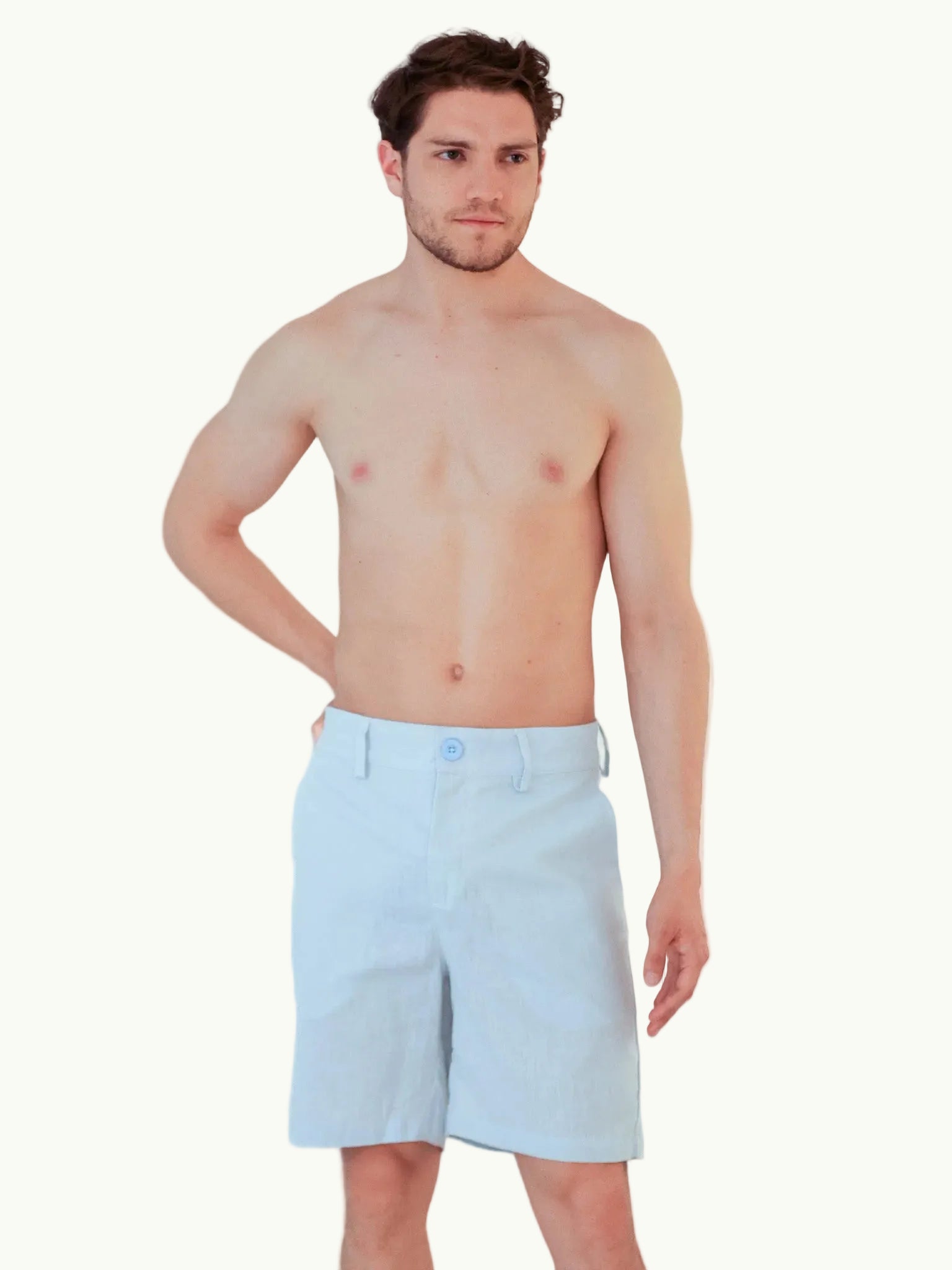 Bermuda Lino Azul Claro