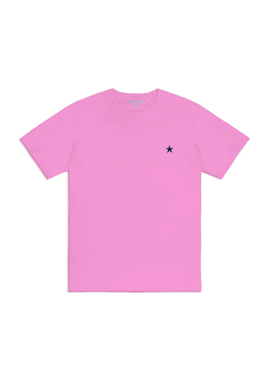 Camiseta Básica Bordada Rosada