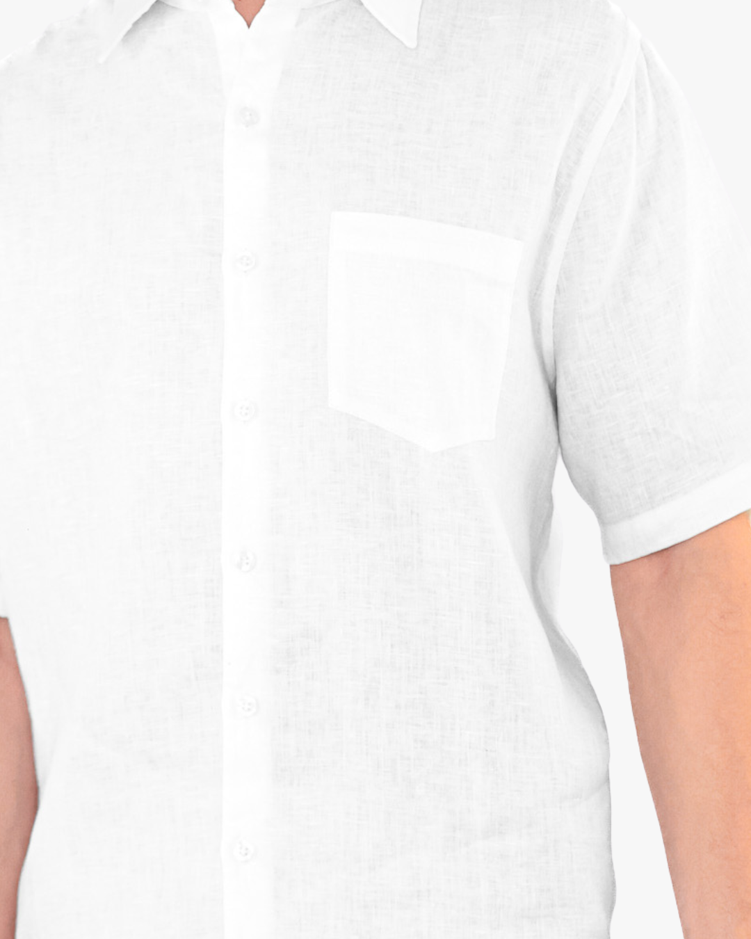 Camisa 100% Lino Premium Manga Corta Blanca