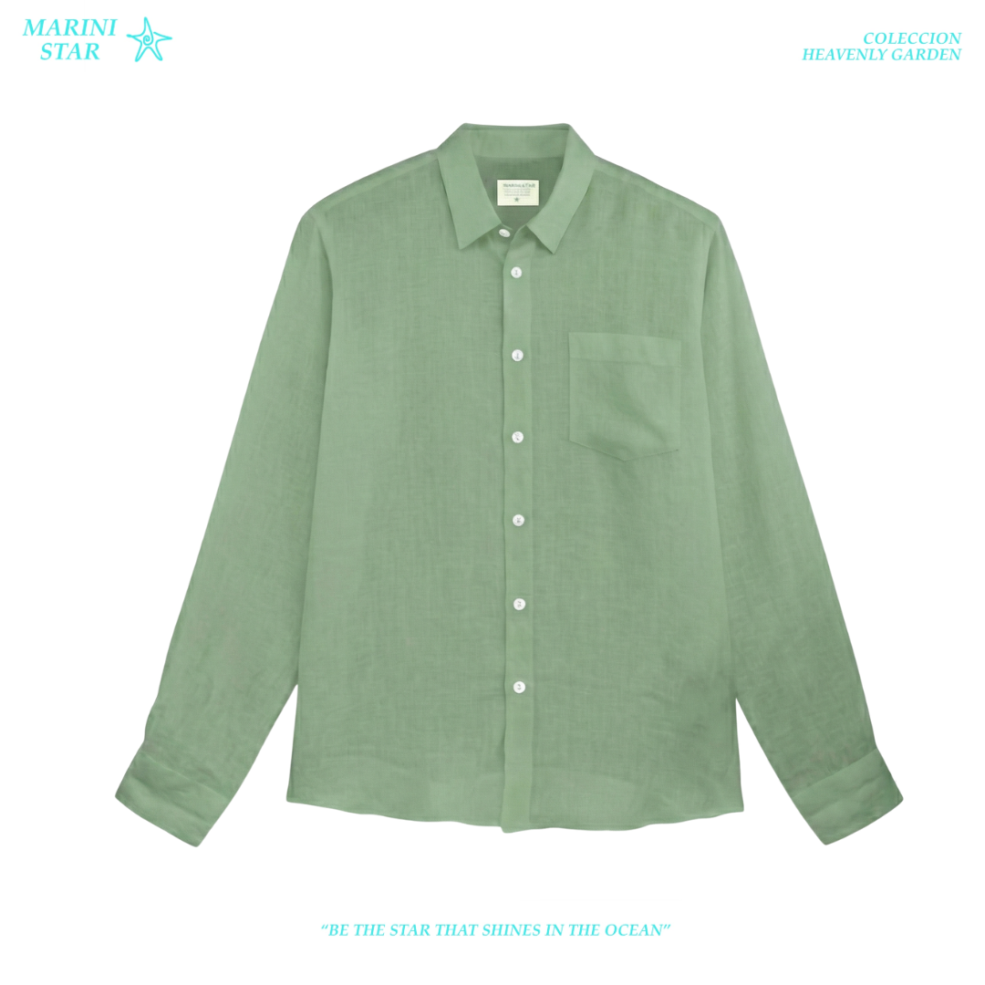 Camisa Lino Verde Pistacho 100% Lino
