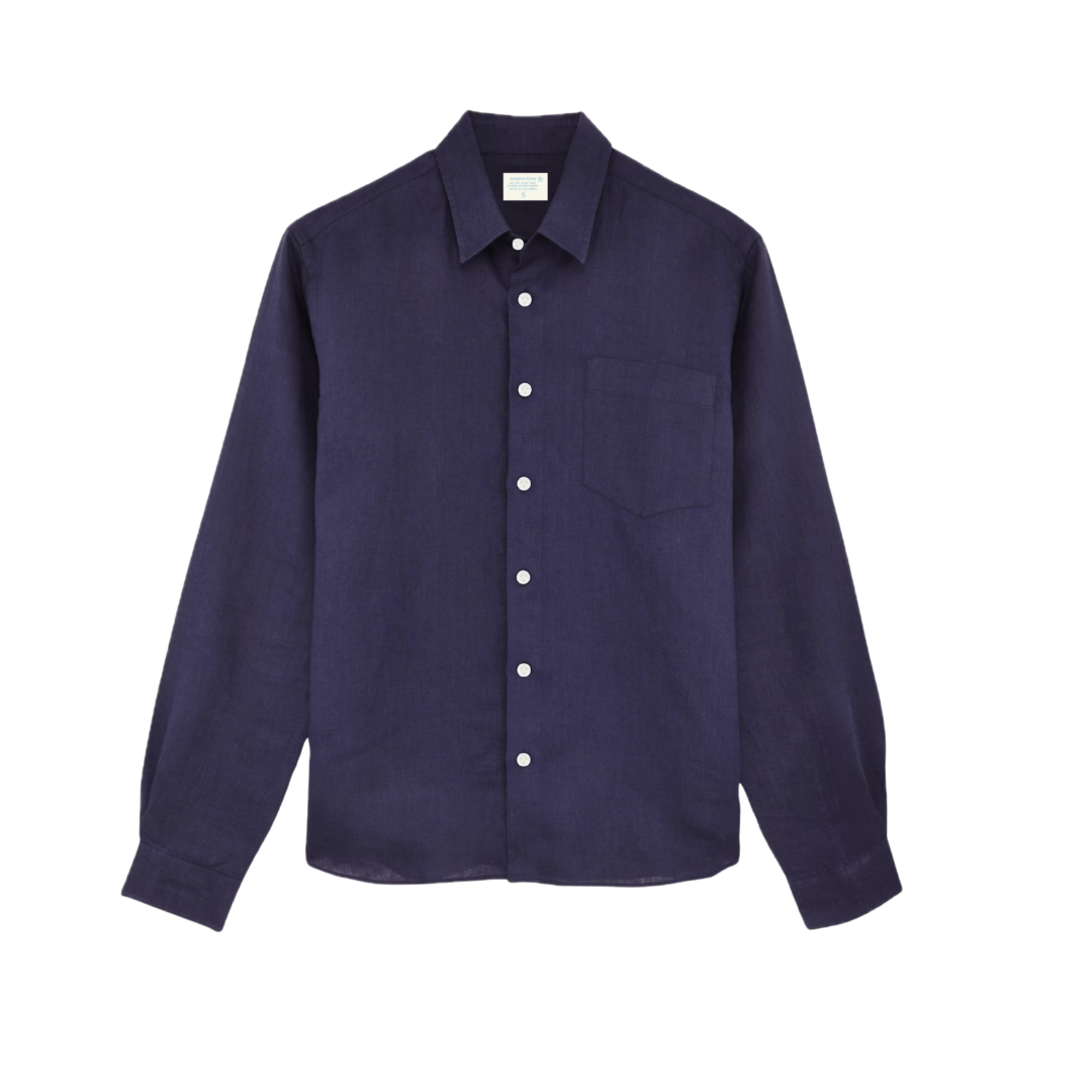 Camisa Lino Azul Oscura 100% Lino
